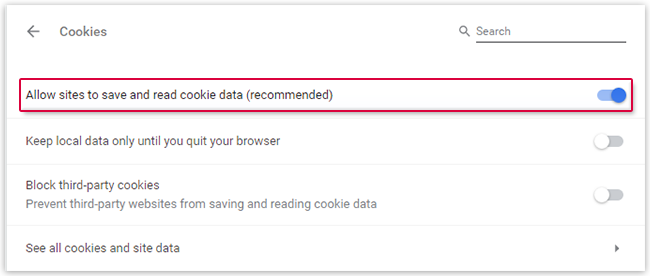 Enabling cookies