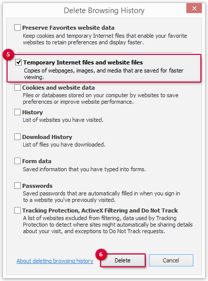 Deleting the cache