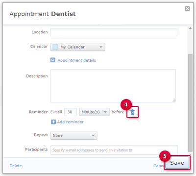 Deleting an Appointment Reminder