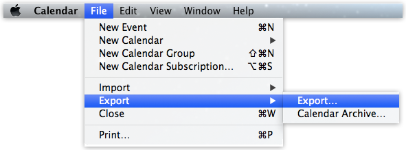 Calendar, File, Export