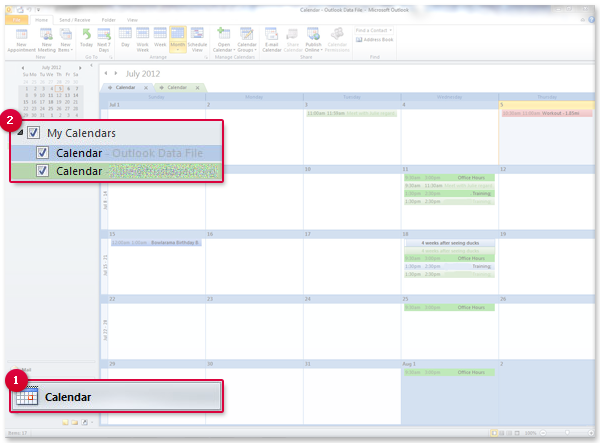 Exporting an Outlook Calendar