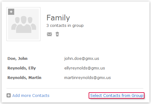 Selecting contacts from a group