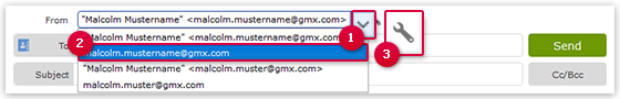 Screenshot: How to prevent your name from being sent with an email