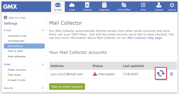 Reactivate Mail Collector