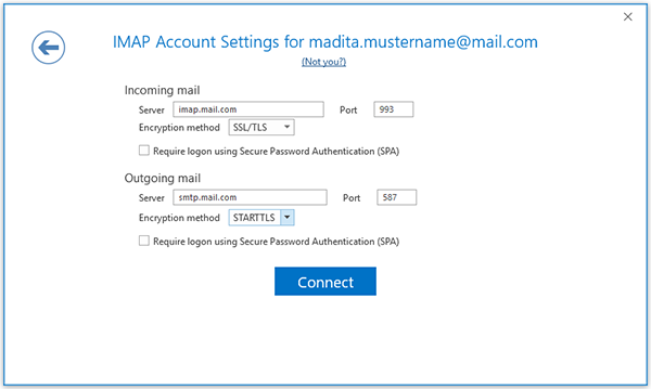 how to set up ports for imap mail outlook 2016