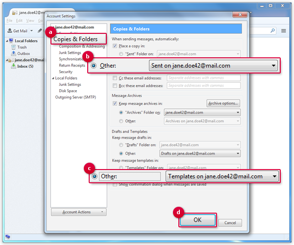 setting up thunderbird