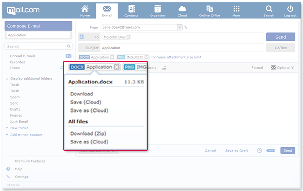 Manage attachments using Cloud, Online Office or your computer.
