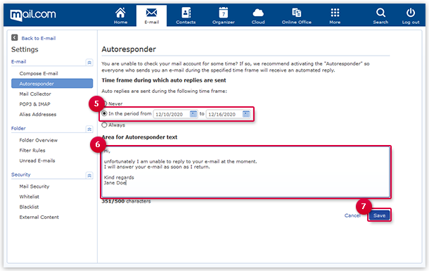 Configuring an Autoresponder