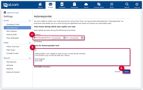 Configuring an Autoresponder