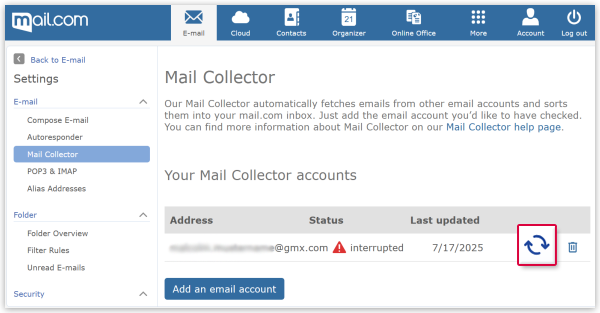 Reactivate Mail Collector