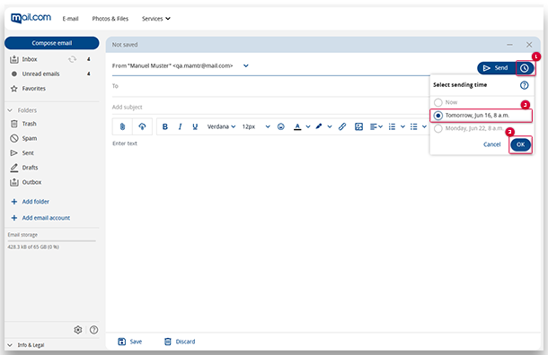 Send an email at a later time.
