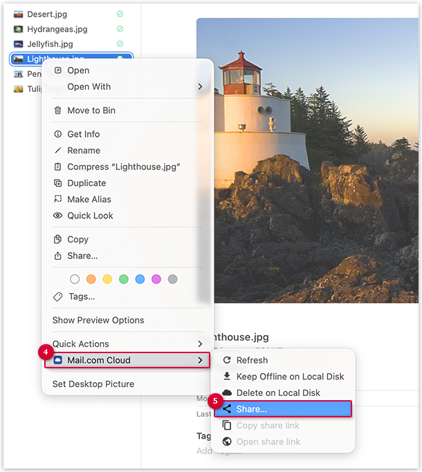 Screenshot: Freigabe erstellen