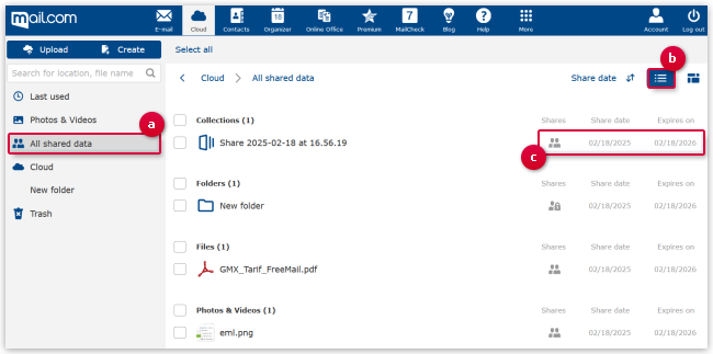 Overview of shared folders