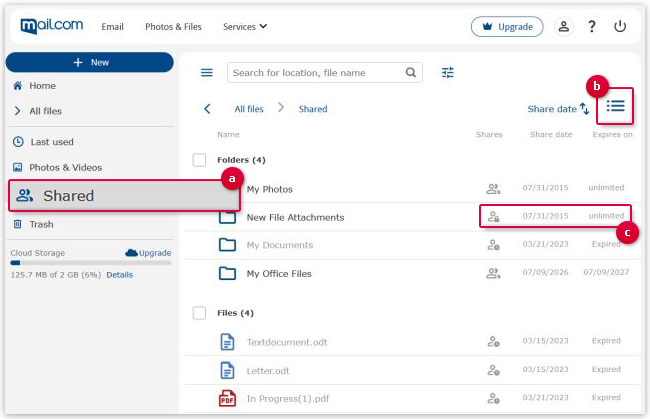 Overview of shared folders