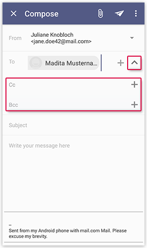 Cc, Bcc als Empfänger