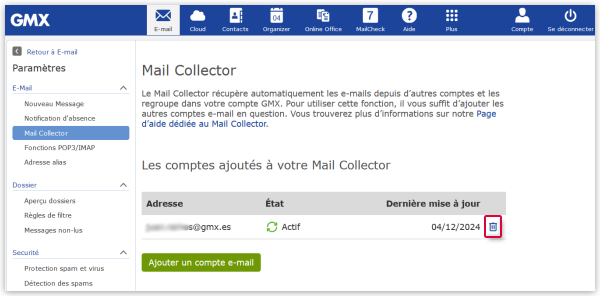 Supprimer Mail Collector