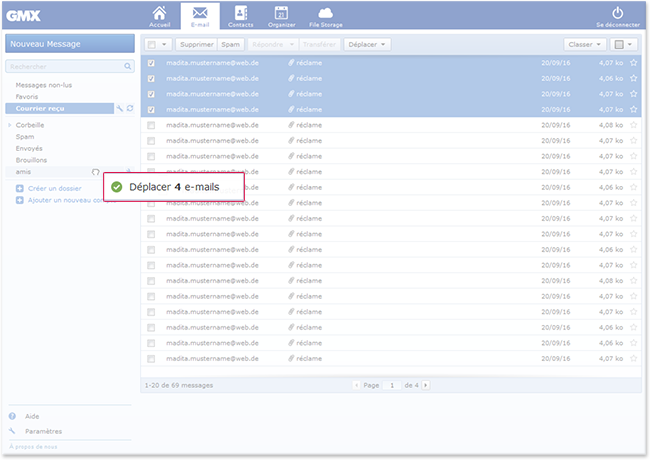 Comment déplacer des e-mails vers un dossier par glisser-déplacer