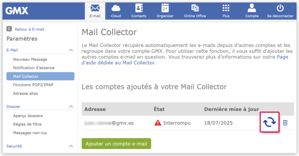 Reactivate Mail Collector