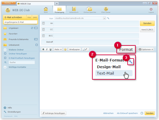 Schreiben Sie Ihre E-Mail auch als Text-Mail. Schreiben Sie Ihre E-Mail auch als Text-Mail.