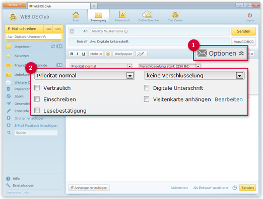 Wählen Sie die gewünschten Versandoptionen aus. Wählen Sie die gewünschten Versandoptionen aus.